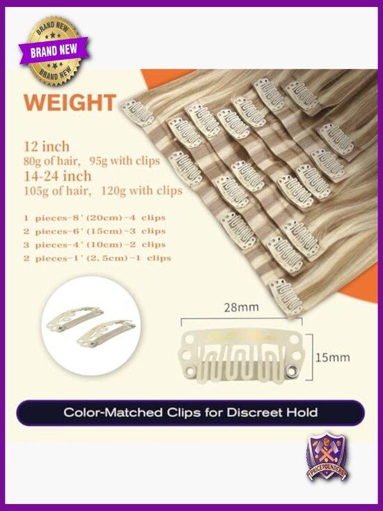Seamless Clip In Hair Extensions Real Human Hair 18 inch 8  display picture 1